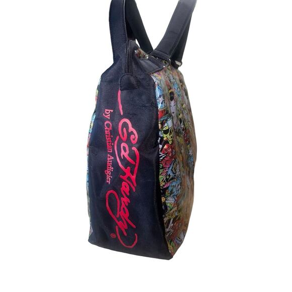 Christian Audigier Ed Hardy KISS OF DEATH True to My LOVE GEISHA large tote bag - Picture 2 of 7